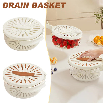 Fruit Drain Basket With Lid